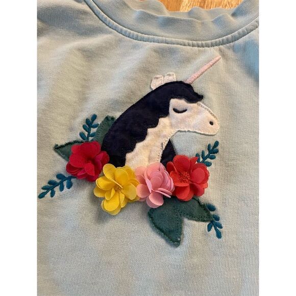 Hanna Andersson Girls Unicorn Dress Size 6-7 Blue Knee Length Casual - Picture 2 of 4